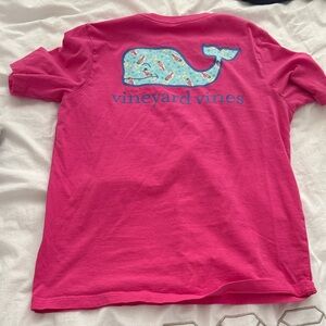 Vineyard Vines Kids Bright Pink Tee with Blue Whale